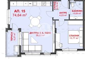 Голям двустаен апартамент в бутикова сграда кв.Хоризонт - 0