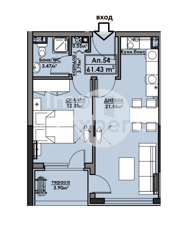 Двустаен апартамент с проект В сграда пред-акт14 !!! - 0